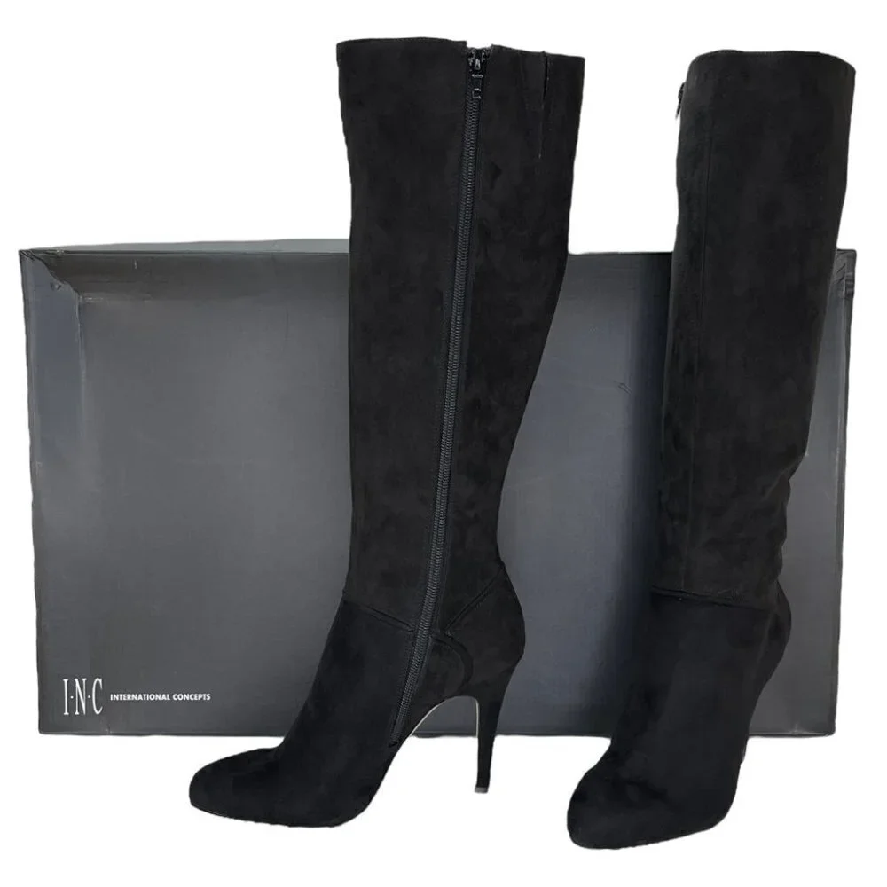 International Concepts Taisa Black Microsuede Knee High Womens Boots Size 9M - Picture 10 of 10